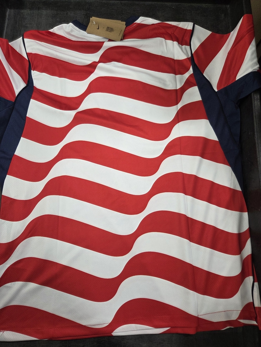 Nike Red & White USA Wave Soccer Jersey with Navy Accents - Picture 7 of 7